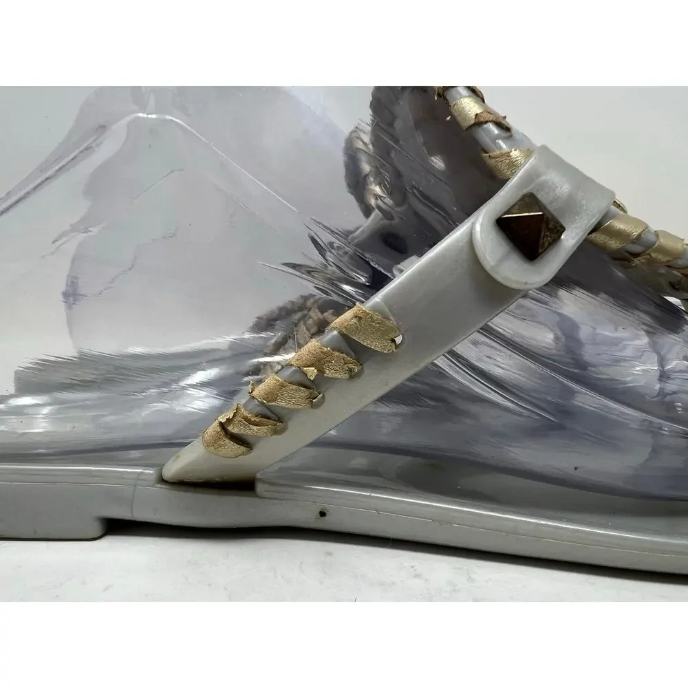 Jack Rogers Georgica Silver Gold Medallion Whip Stitch Leather Jelly Sandals 8
